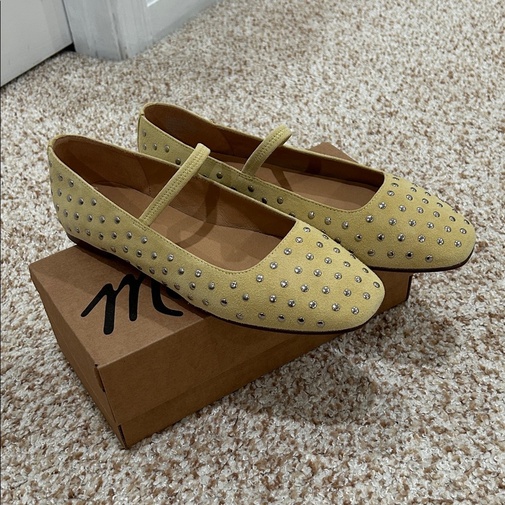 New,Madewell Yellow Studded Flats